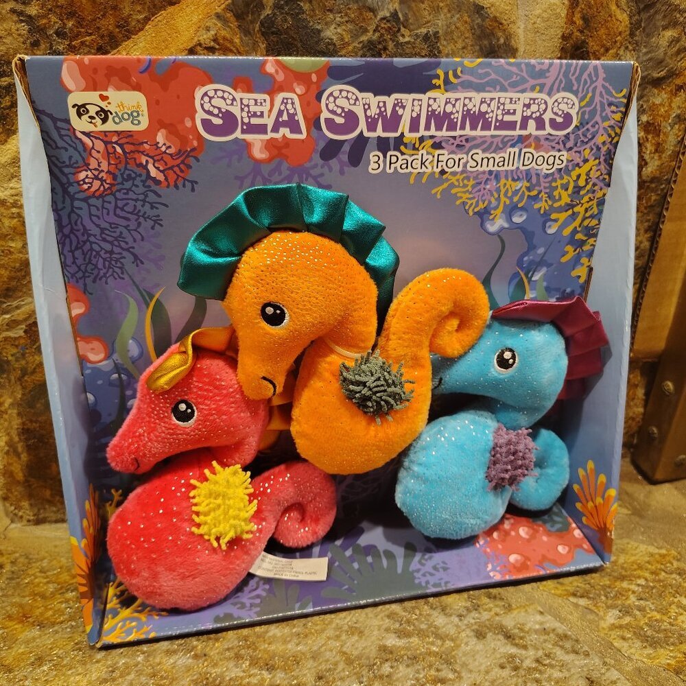 Think Dog Sea Swimmers Dog Toy 3 Pack For Small Dogs NIB NWT